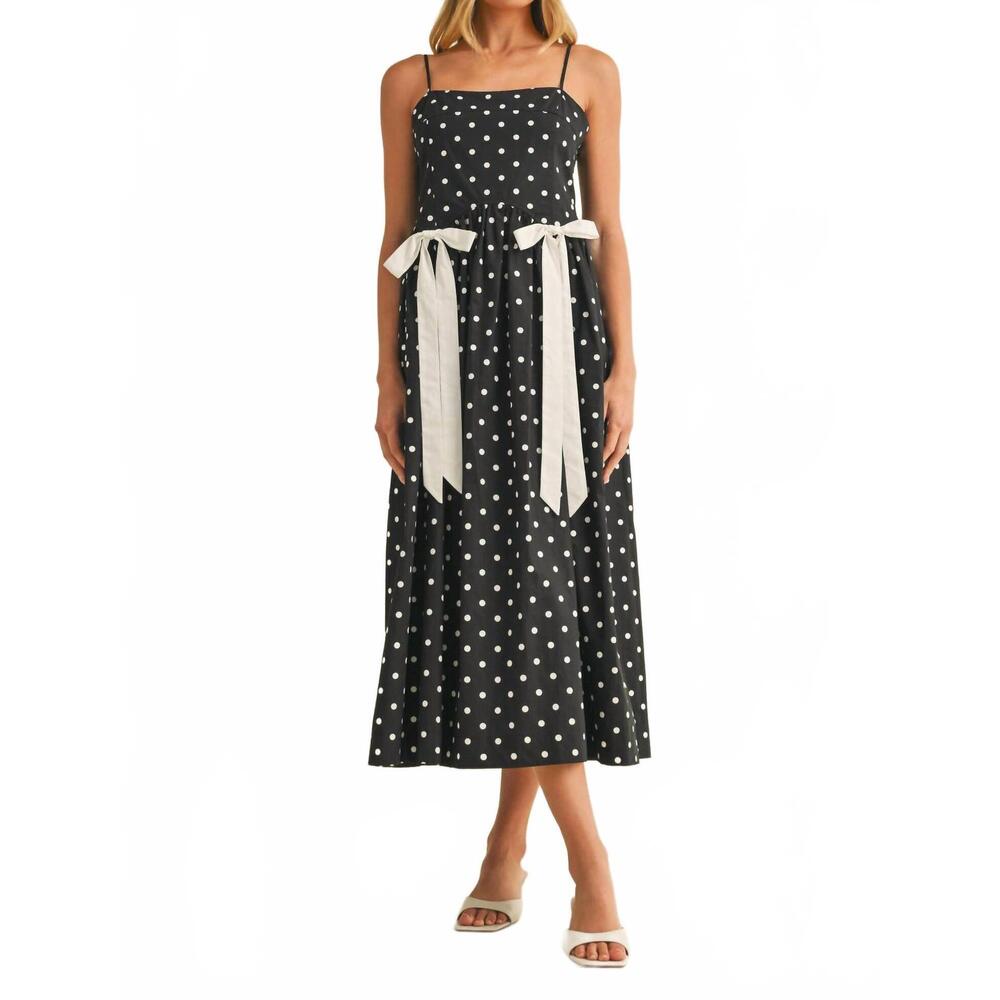 NEW KLESIS celine bow midi dress in black